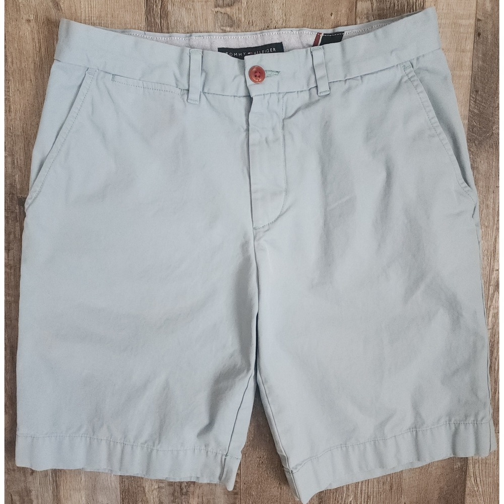 Tommy Hilfiger Chino Shorts Mens 32 Light Blue Classic Fit Cotton TH Classic Fit